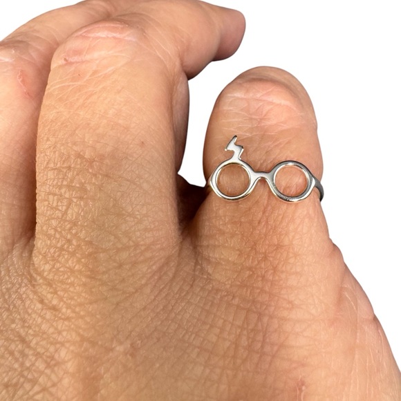 Silver Eyeglass-Inspired Jewelry Ring - Picture 2 of 3